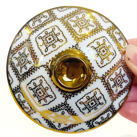 Hungarian Smakfest Gold Painted White Mug with Lid Coffee Tea Square Checkered - Picture 6 of 8